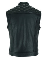 Diamond Cut Men's Motorcycle Leather Vest - MARA Leather