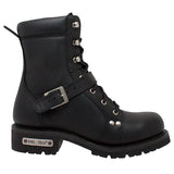 Men's 6" YKK Zipper Black Motorcycle Riding Boots - MARA Leather