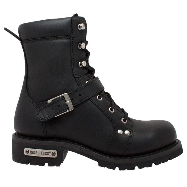 Men's 6" YKK Zipper Black Motorcycle Riding Boots - MARA Leather