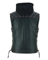 Men's Hooded Motorcycle Leather Vest -The Road Edge - MARA Leather