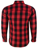Red Armored Flannel Shirt For Bikers - MARA Leather