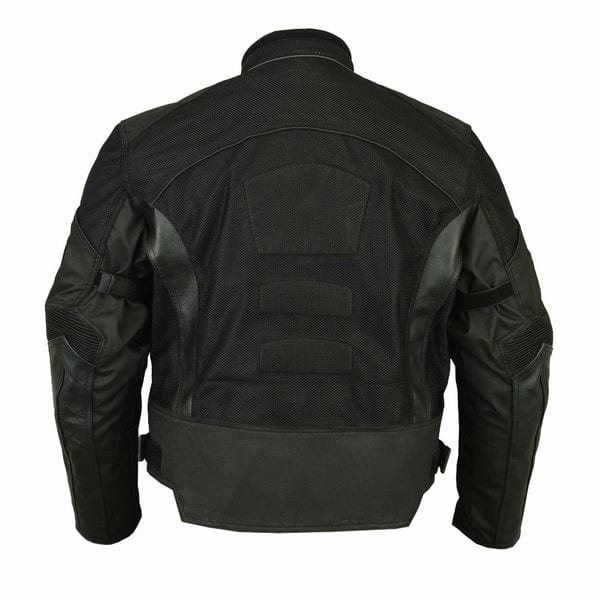 Men's Mesh & Leather Padded Motorcycle Jacket