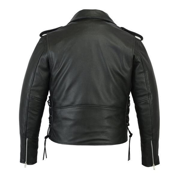 Men's Classic Side Lace Police Style M/C Jacket - MARA Leather