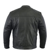 Men's Cruiser Leather Motorcycle Jacket - Black