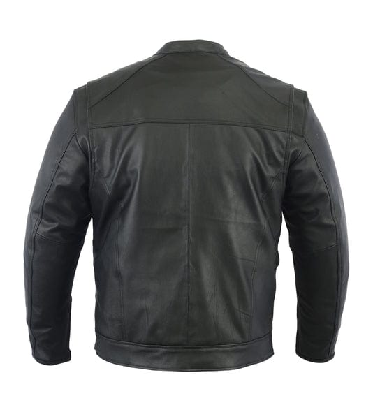 Men's Cruiser Leather Motorcycle Jacket - Black