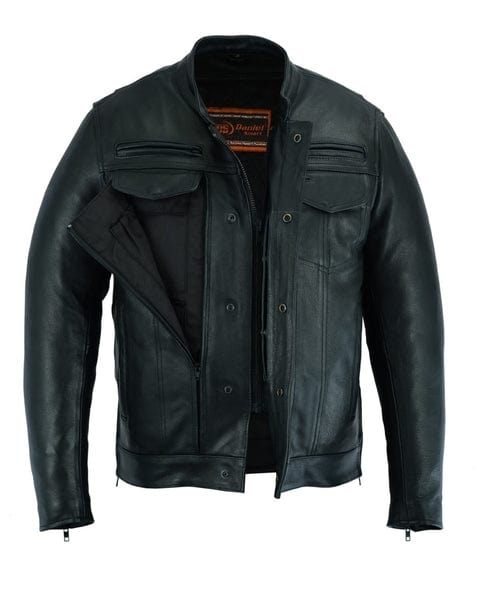 Men's Outlaw Style Modern Utility Motorcycle Jacket