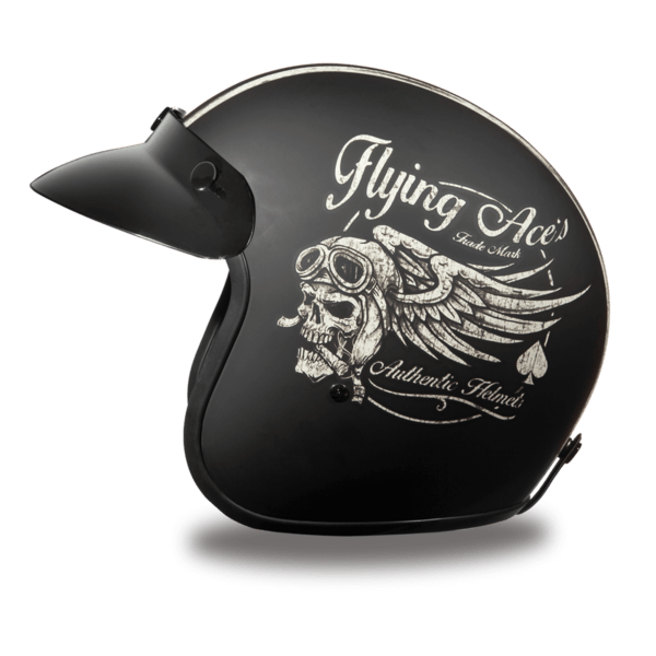 D.O.T. Daytona Cruiser Motorcycle 3/4 Helmet - W/ FLYING ACE'S