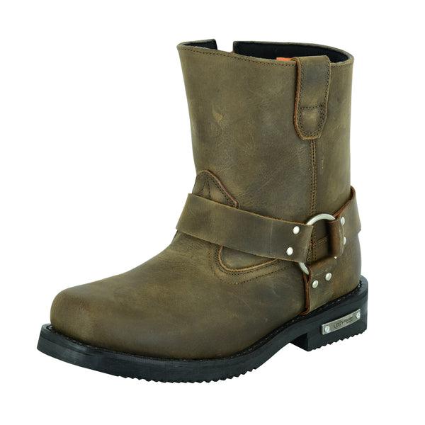 Men's Side Zipper Waterproof Boots - Brown - MARA Leather