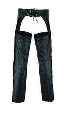 Black Leather Dual Deep Pockets Chaps Unisex - MARA Leather