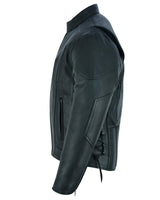 Men's Vented Leather Motorcycle Jacket With Side Lacing