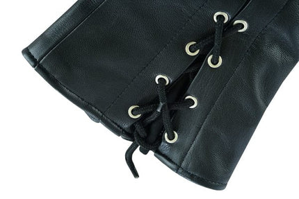 Women's Black Leather Thigh High Side Lace Leggings