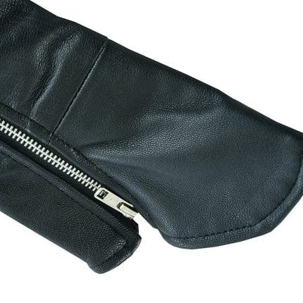 Women's Black Leather Thigh High Side Lace Leggings