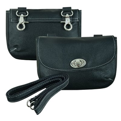 Ladies' Belt Loop Clip Black Leather Purse