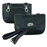 Ladies' Belt Loop Clip Black Leather Purse