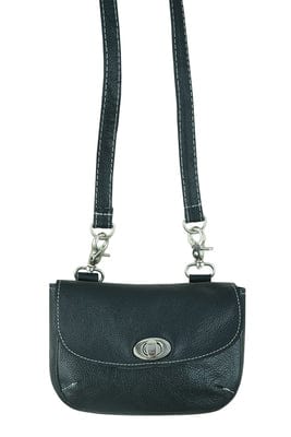Ladies' Belt Loop Clip Black Leather Purse