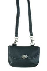Ladies' Belt Loop Clip Black Leather Purse